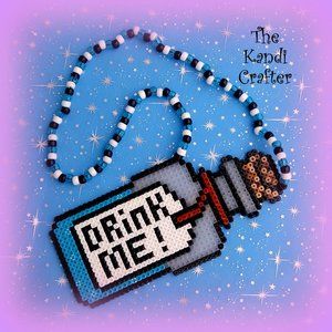 Alice in Wonderland Drink Me Perler Kandi Necklace